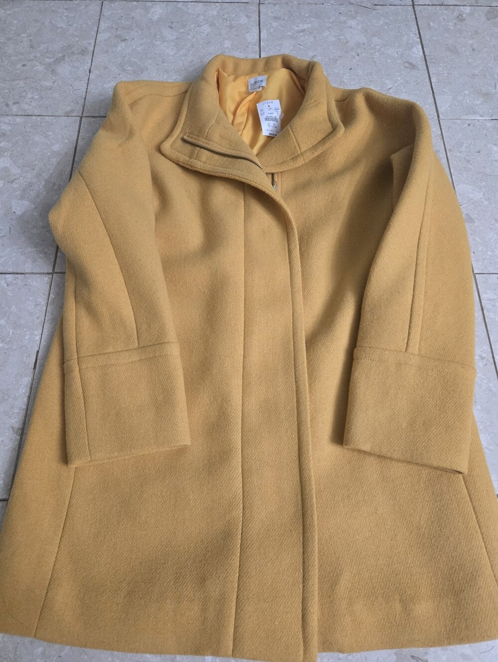 NWT Jcrew J. Crew City Coat Yellow BOC Sz 6